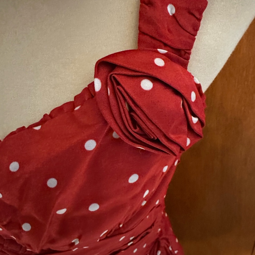 For Love And Lemons Red Ruched Sweetheart Mini Dress - Picture 5 of 15